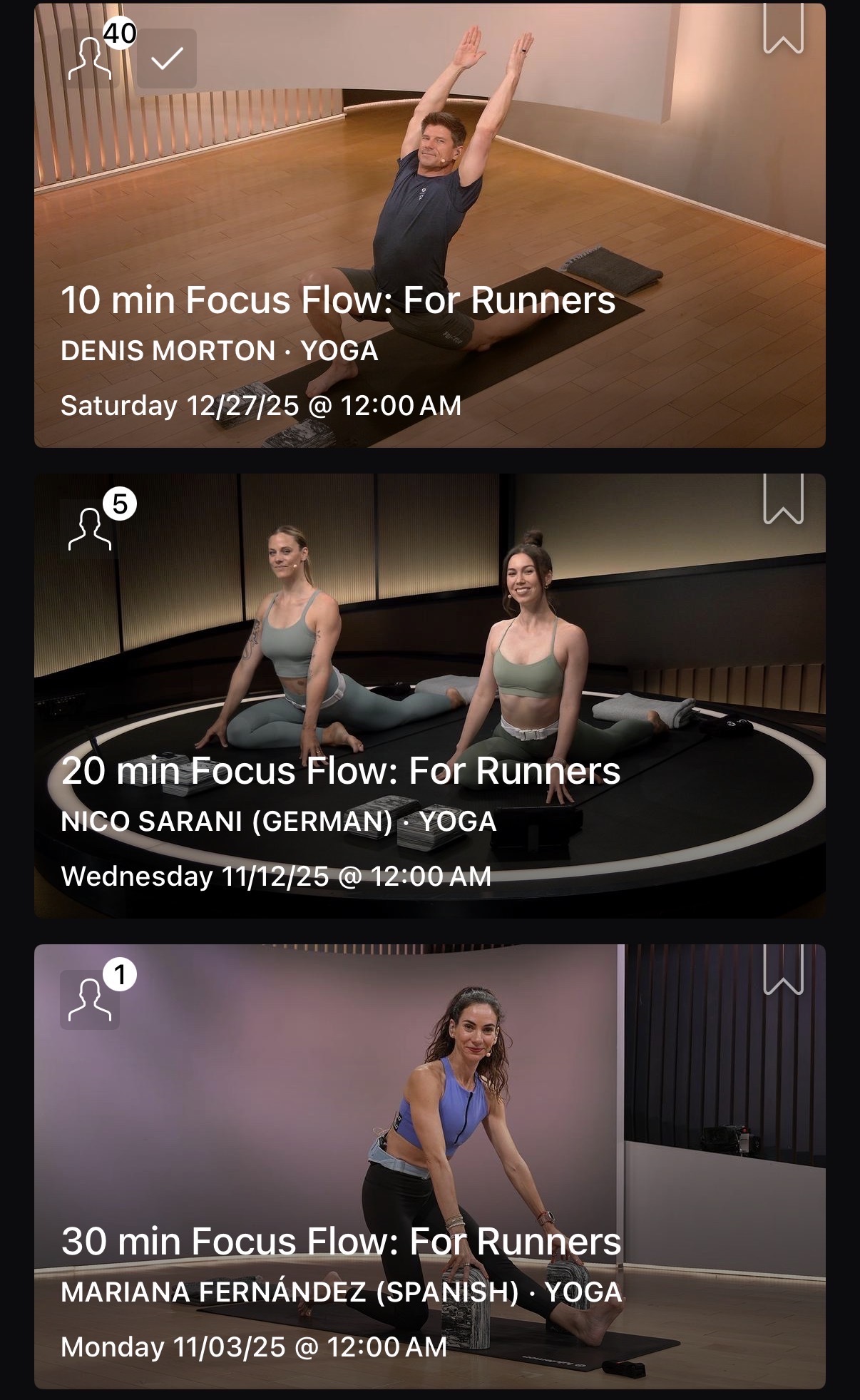 Focus Flow for Runners classes in German with Nico Sarani and Spanish with Mariana Fernández