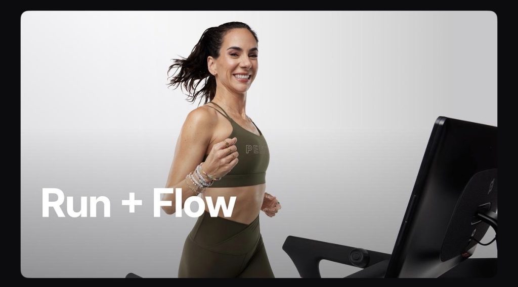 Run and Flow Tread Bootcamp collection card showing Mariana Fernández running on the Peloton Tread