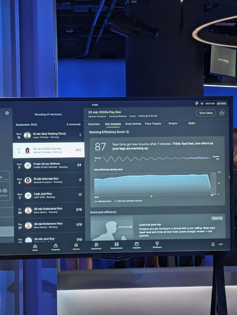 Peloton Run Analysis Running Efficiency Score of 87 with efficiency graph