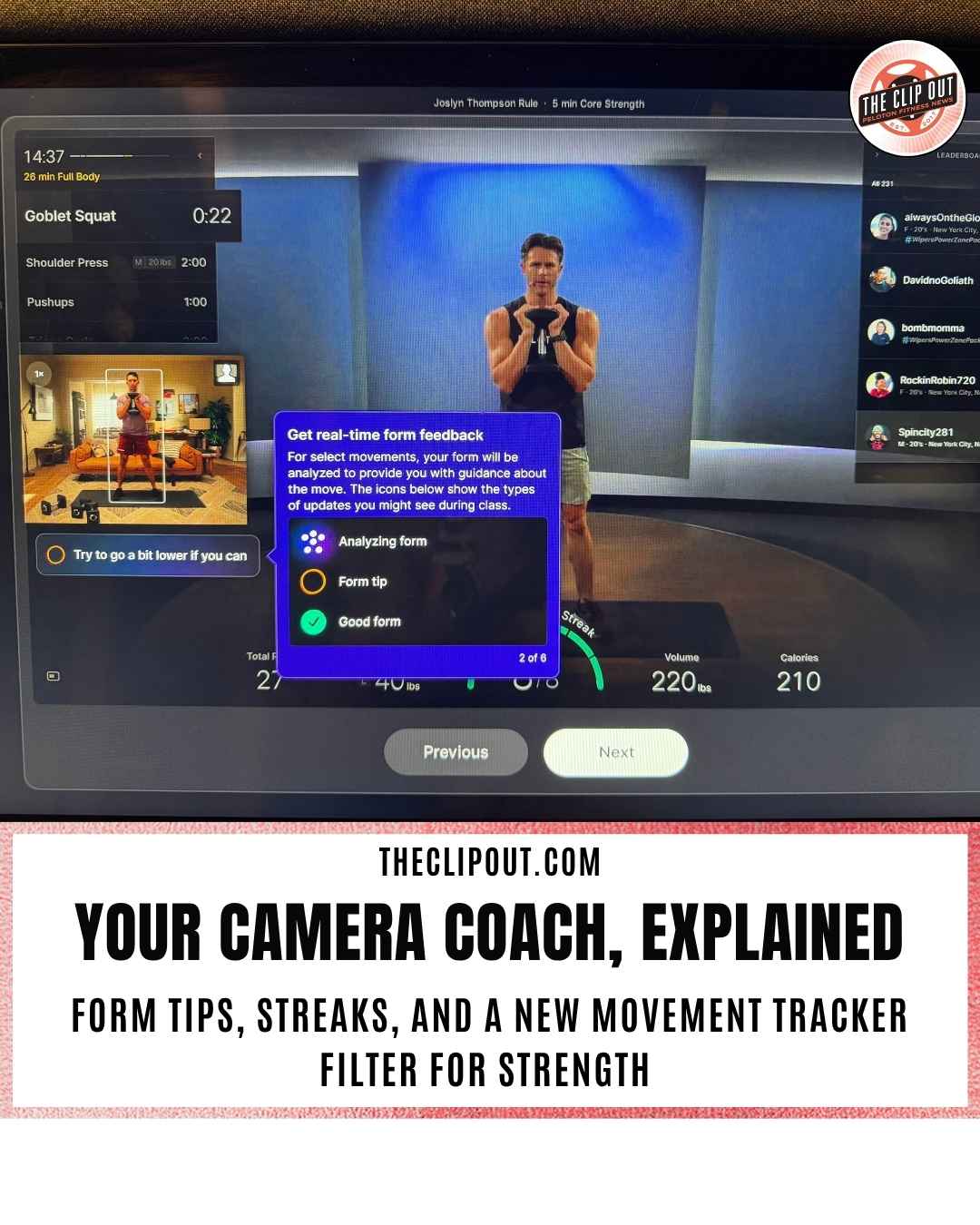Peloton form feedback