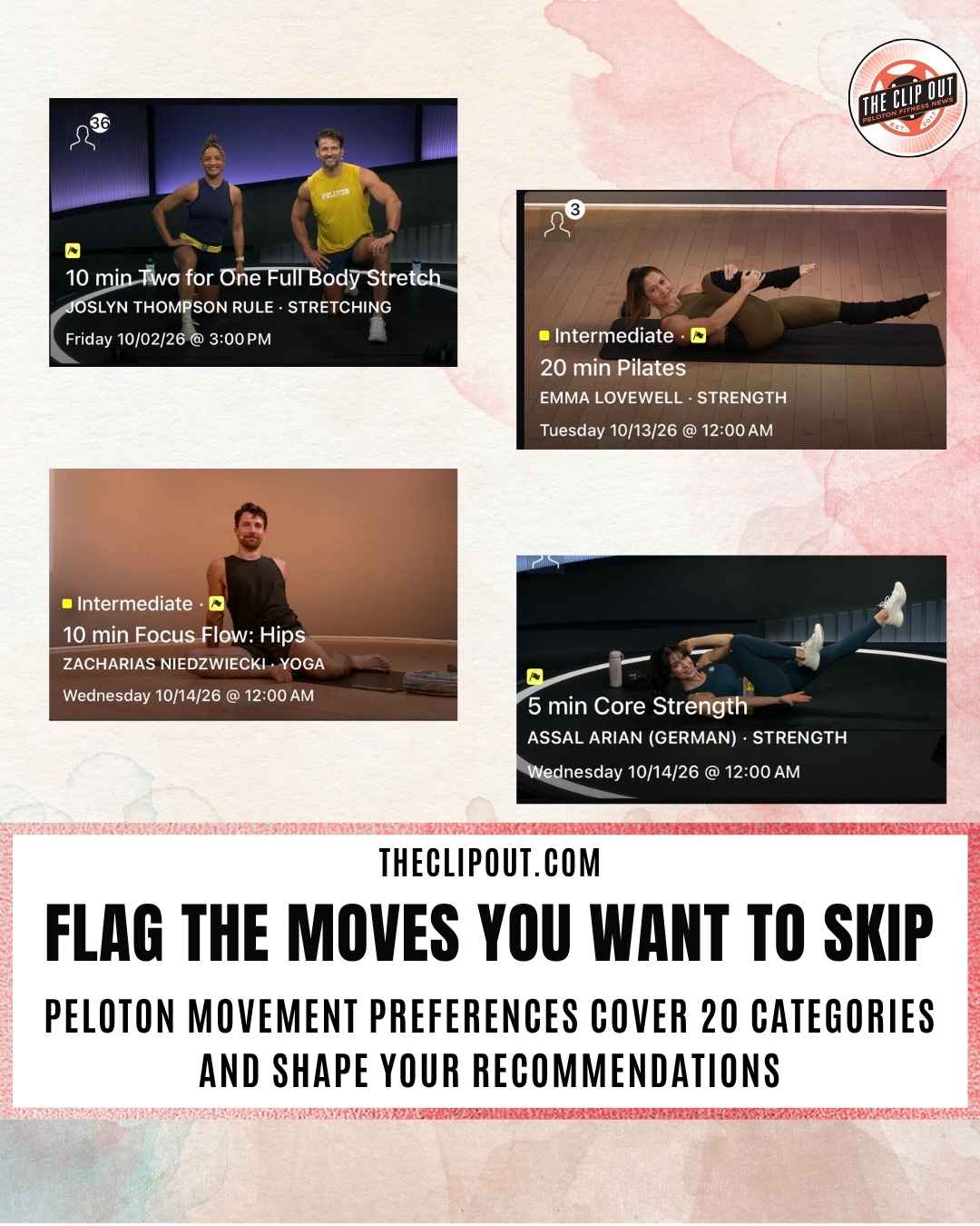 Peloton movement preferences
