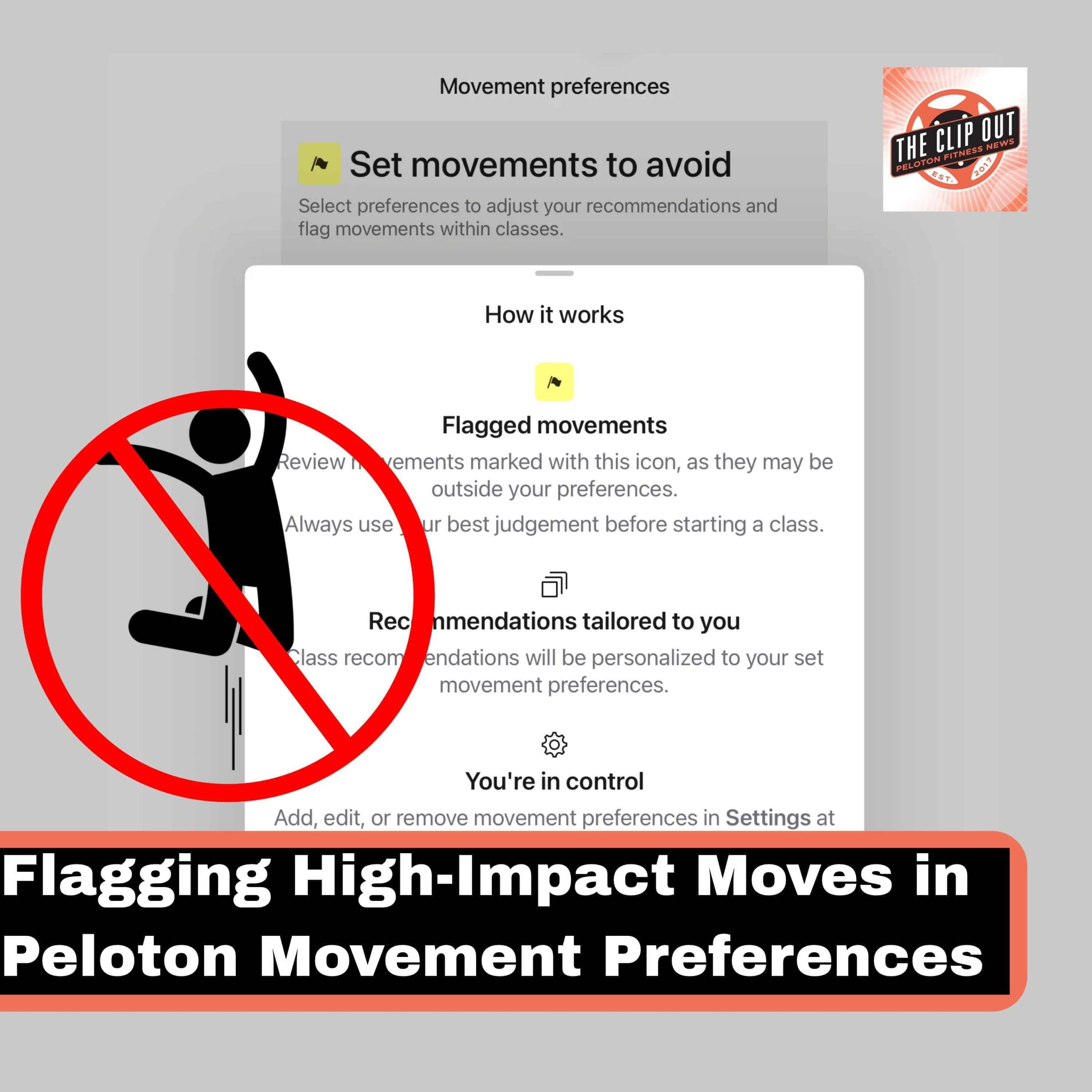 Peloton movement Preferences: app Settings screen showing Mobility under the Preferences section