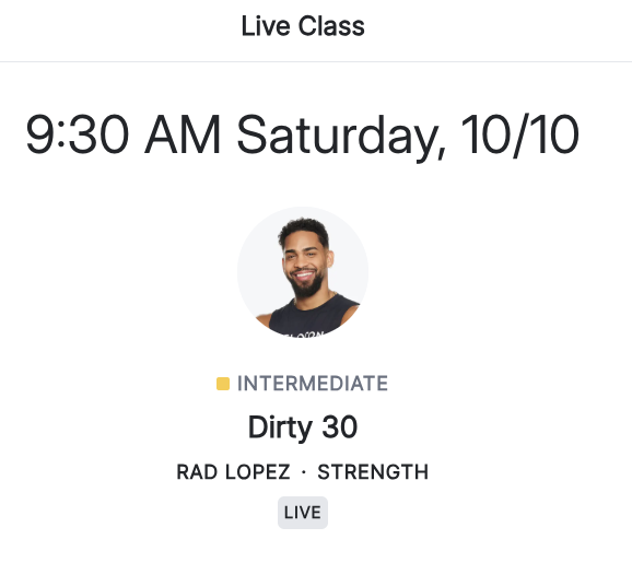 Rad Lopez Dirty 30 first class in schedule