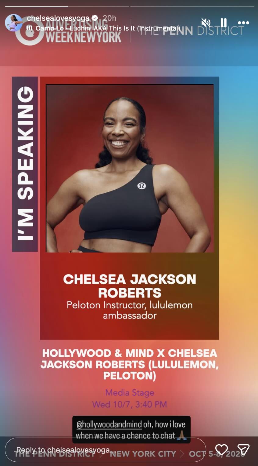 Chelsea Jackson Roberts Advertising Week speaker graphic for the Hollywood & Mind session on October 7