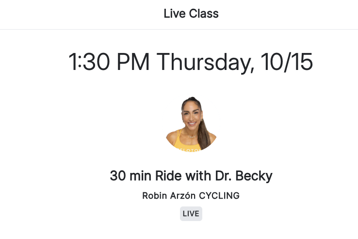 Dr Becky class with Robin Arzon