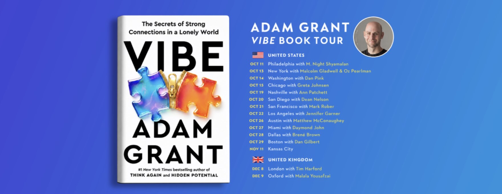 Adam Grant class Vibe Book tour