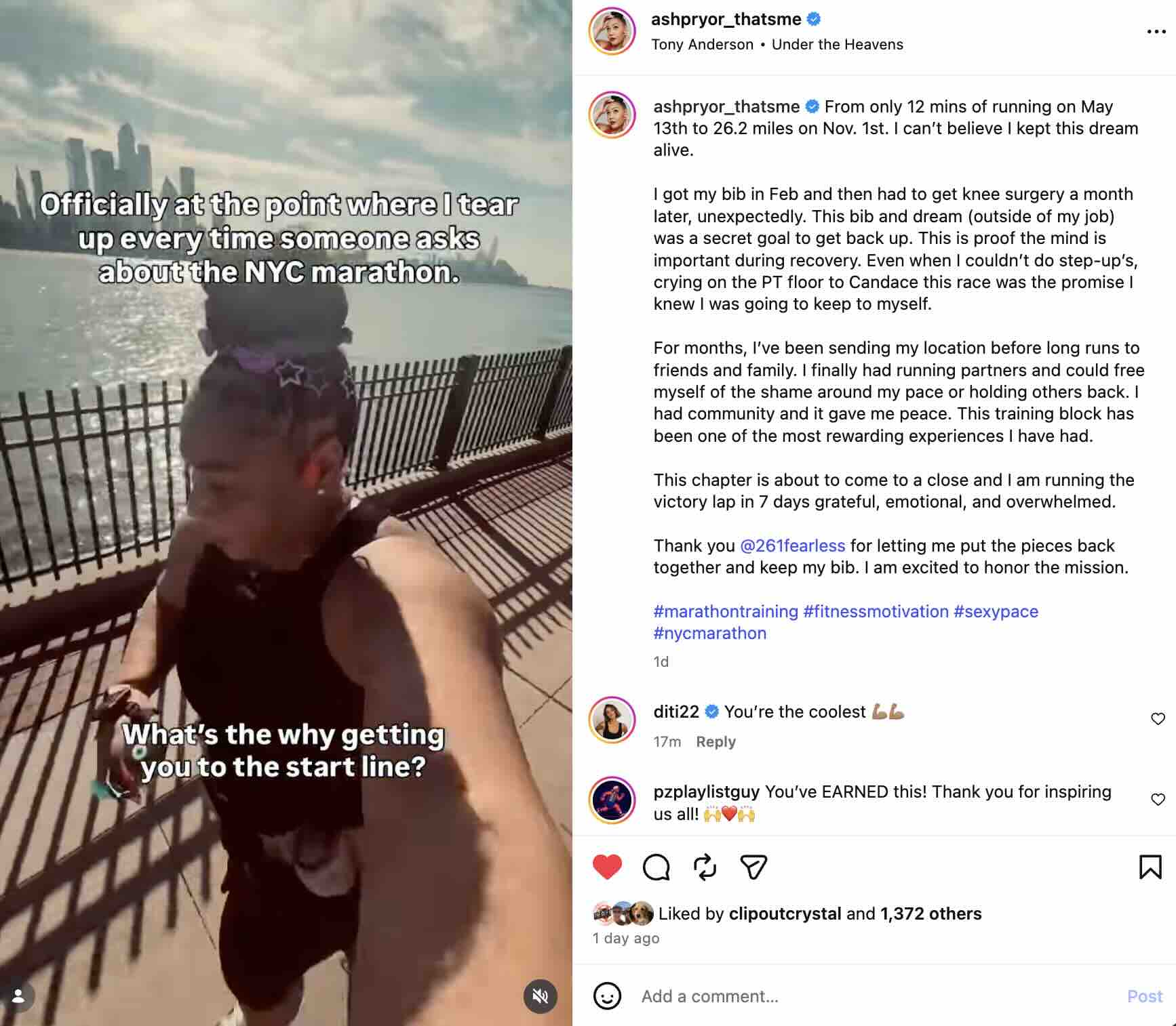 Ash Pryor is one of the Peloton Instructors running the NYC Marathon in 2026