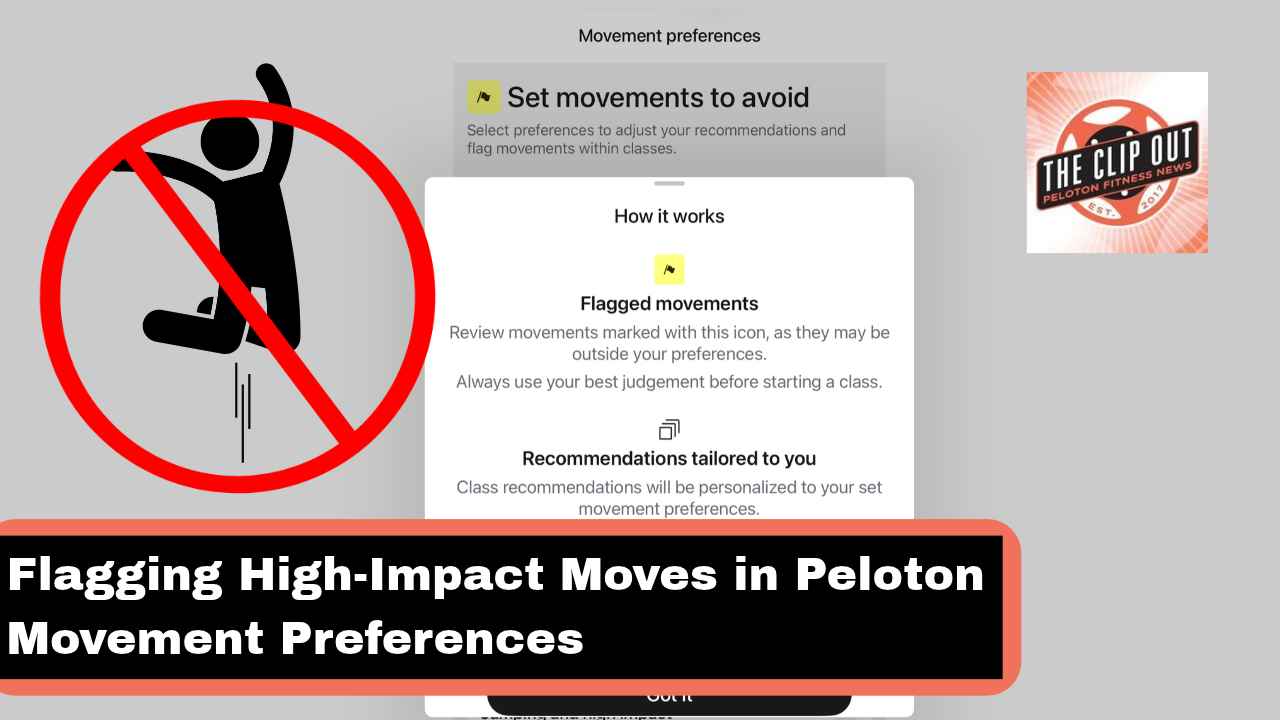 Peloton movement Preferences: app Settings screen showing Mobility under the Preferences section