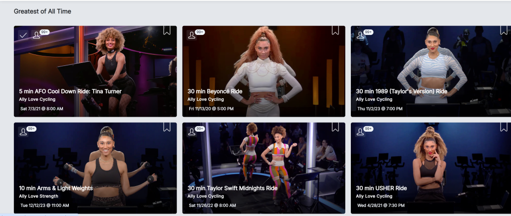 Ally Love Peloversary collection Greatest of All Time section