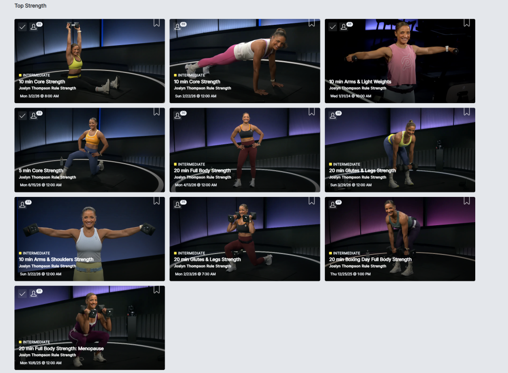 Joslyn Thompson Rule Greatest Hits Top Strength classes on Peloton