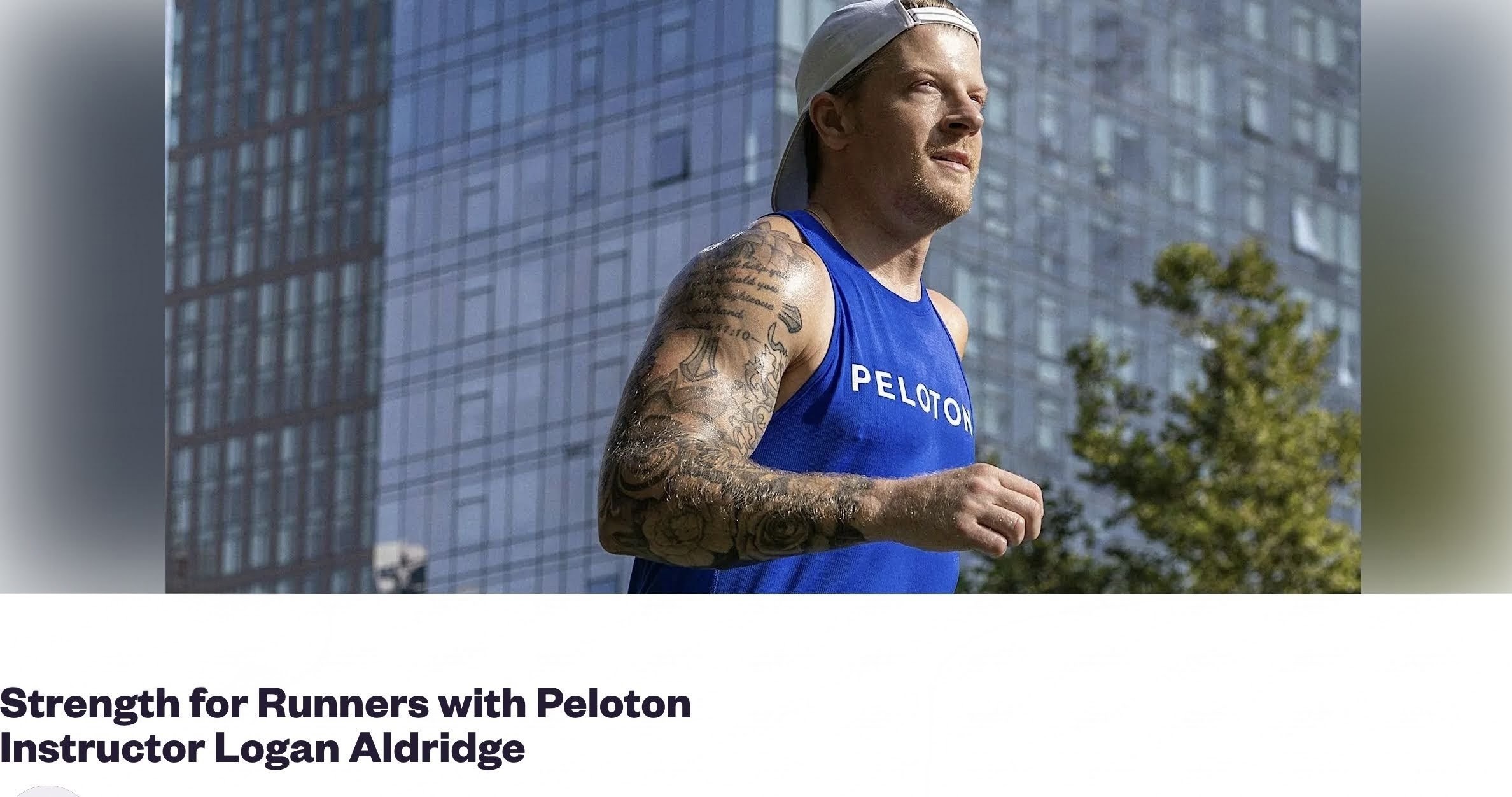 Peloton instructor Logan Aldridge leading a Strength for Runners class at the NYRR Run Center