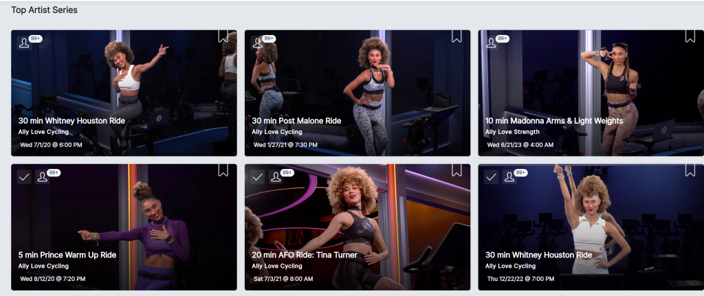 Ally Love Peloversary collection Top Artist Series section