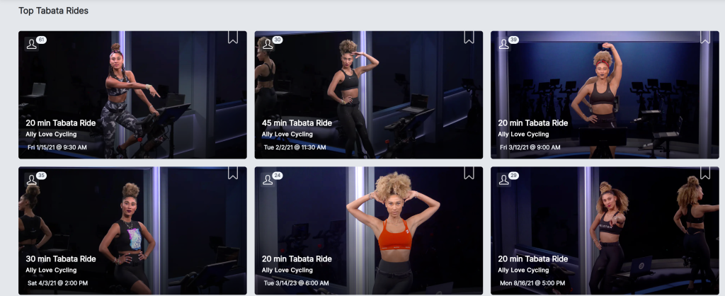 Ally Love Peloversary collection Top Tabata Rides section